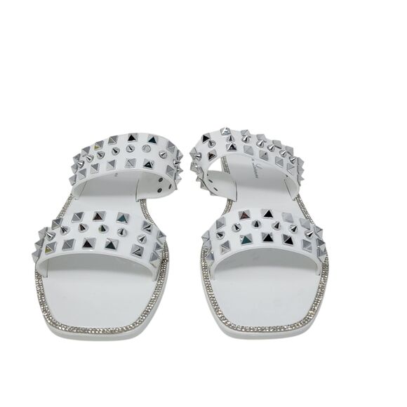 Lauren Lorraine Studley White Jeweled Slip On Slide Sandals Size 9 NEW in Box - Picture 4 of 10